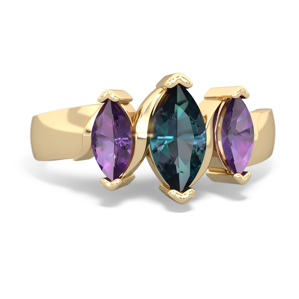 Alexandrite Three Peeks 14K Yellow Gold ring R2433