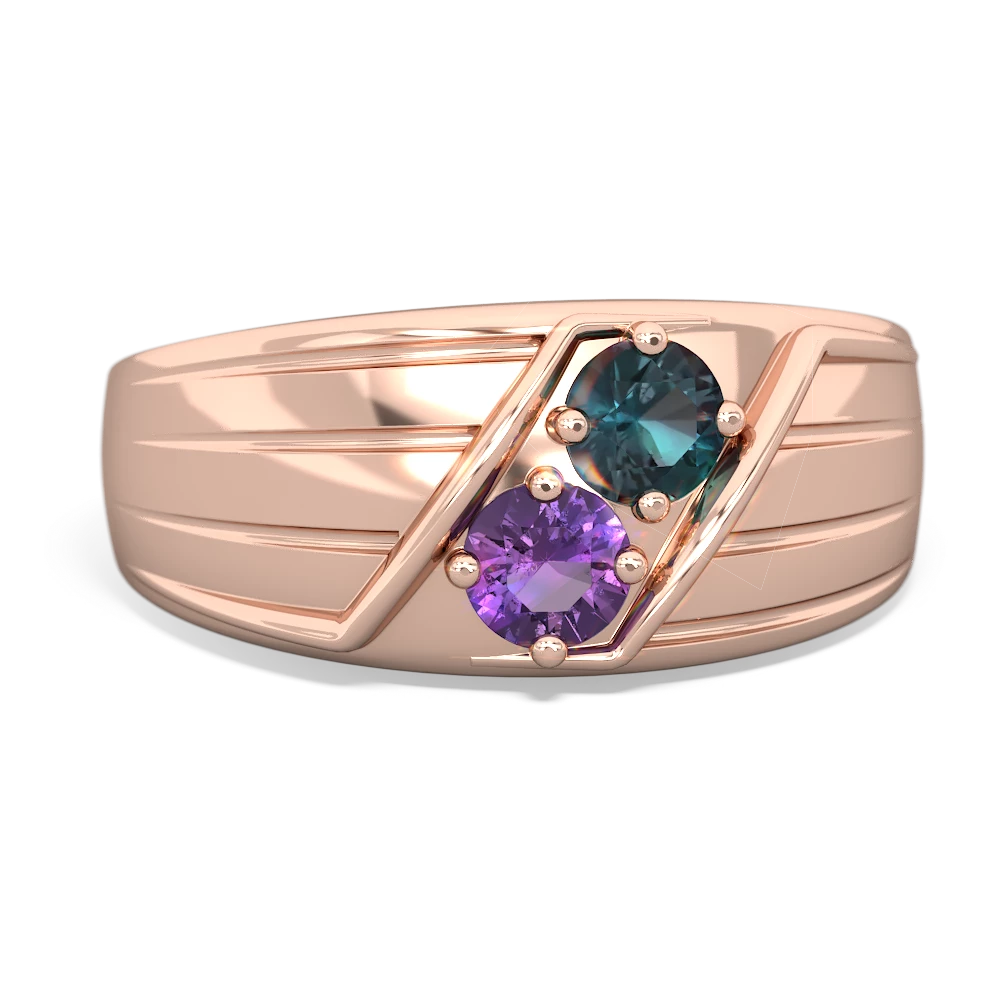 Alexandrite Men's Streamline 14K Rose Gold ring R0460