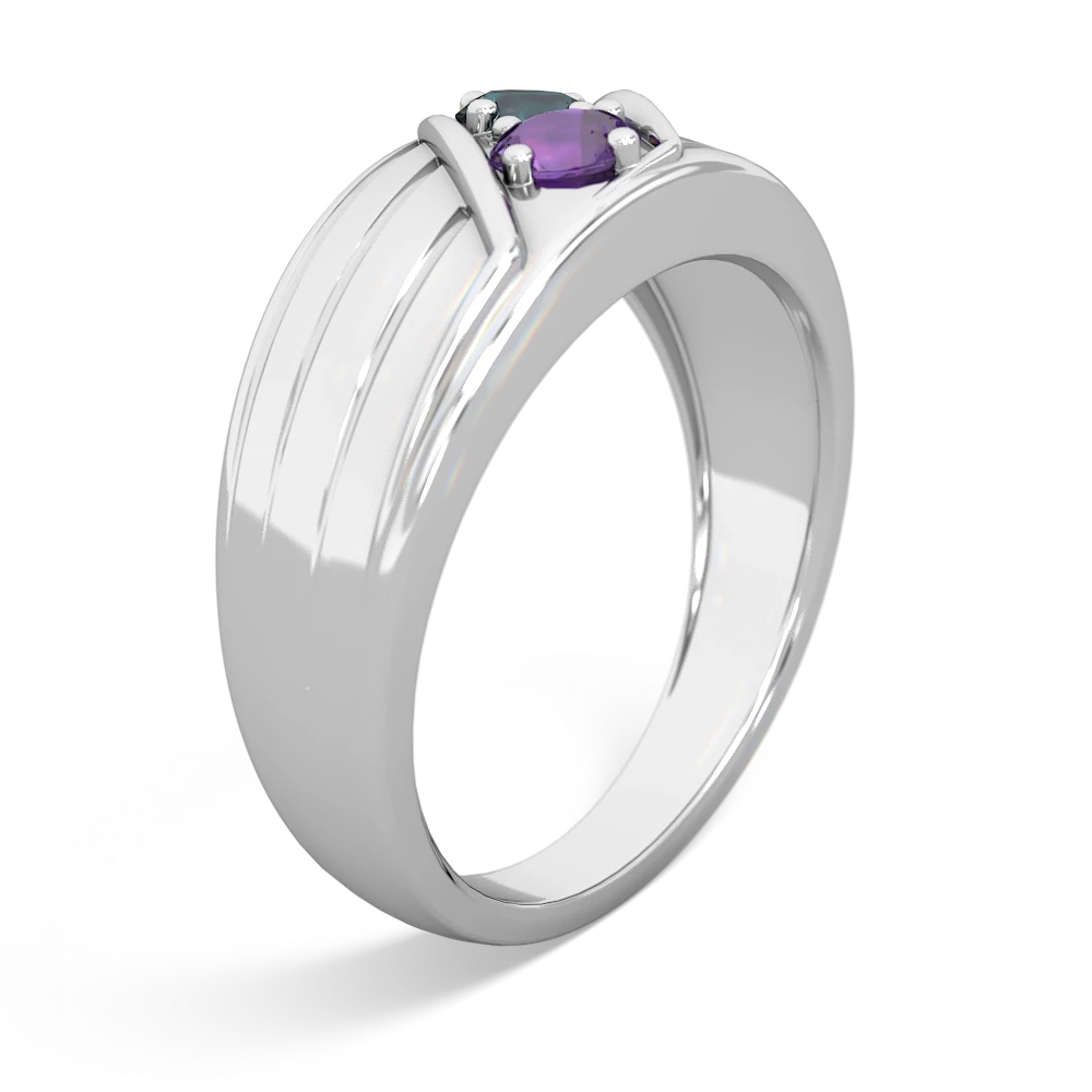 Alexandrite Men's Streamline 14K White Gold ring R0460