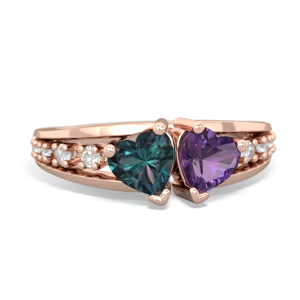 Alexandrite Heart To Heart 14K Rose Gold ring R3342