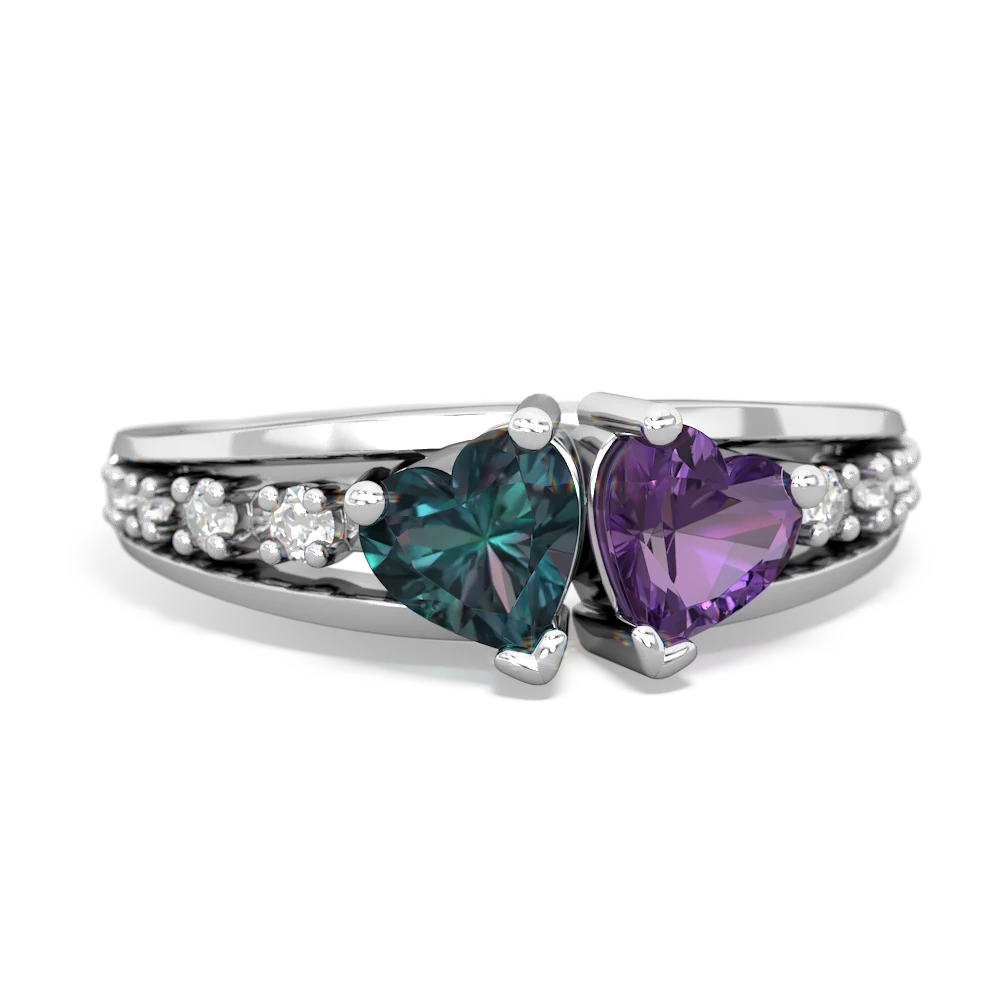 Alexandrite Heart To Heart 14K White Gold ring R3342