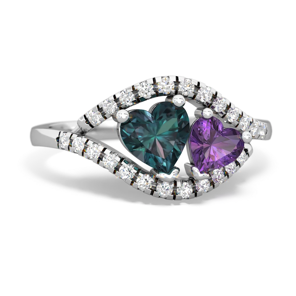 Alexandrite Mother And Child 14K White Gold ring R3010