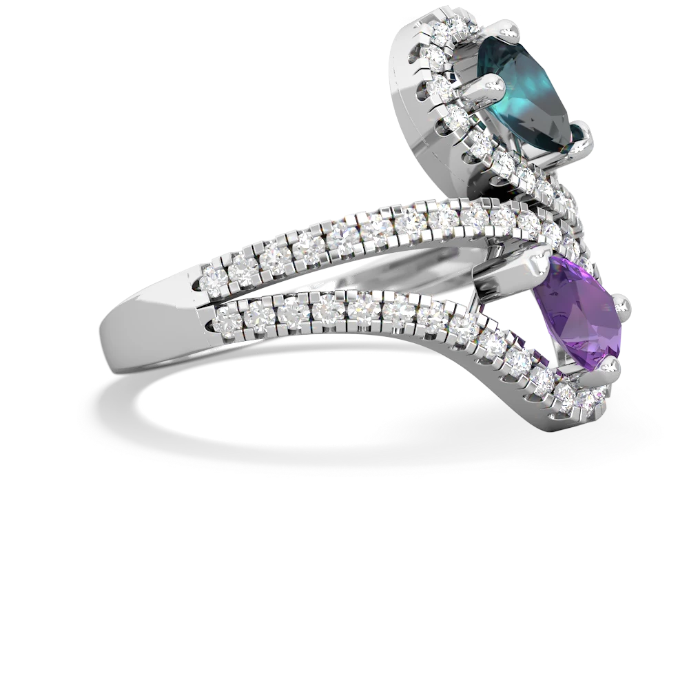 Alexandrite Diamond Dazzler 14K White Gold ring R3000