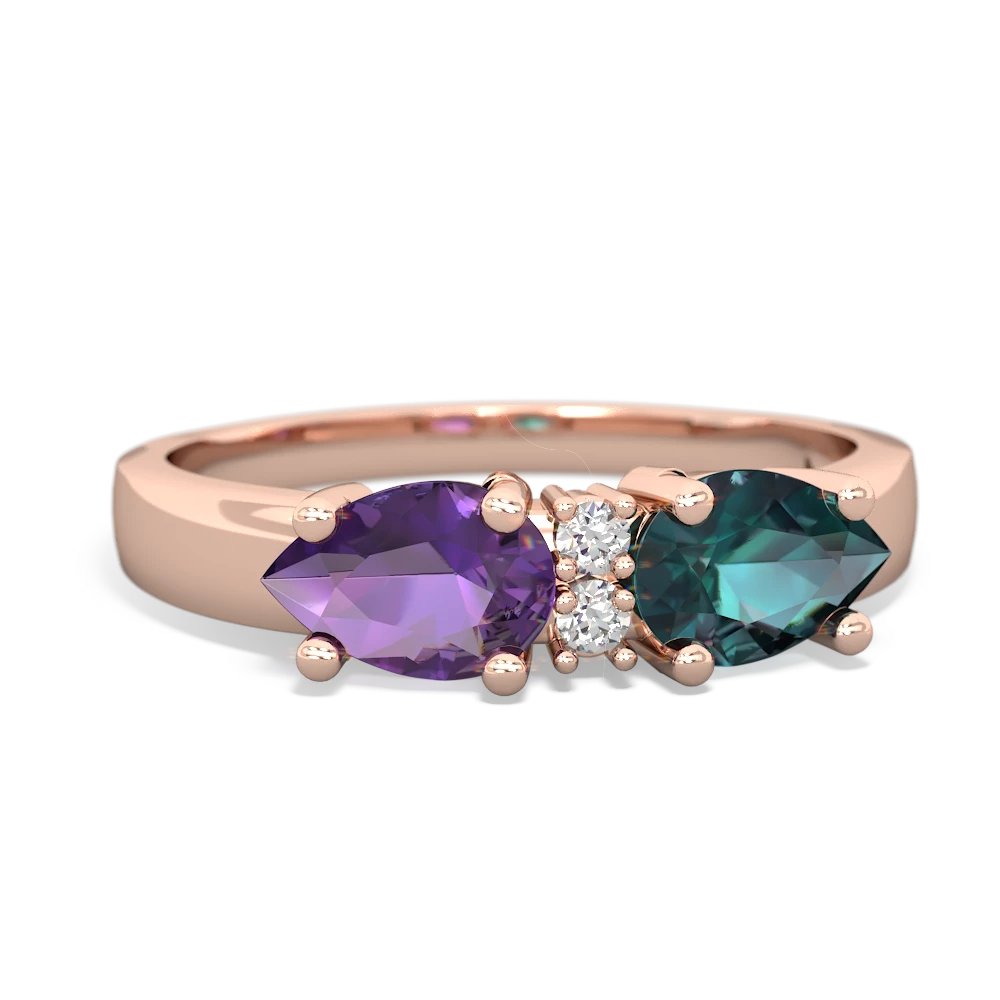 Alexandrite Pear Bowtie 14K Rose Gold ring R0865