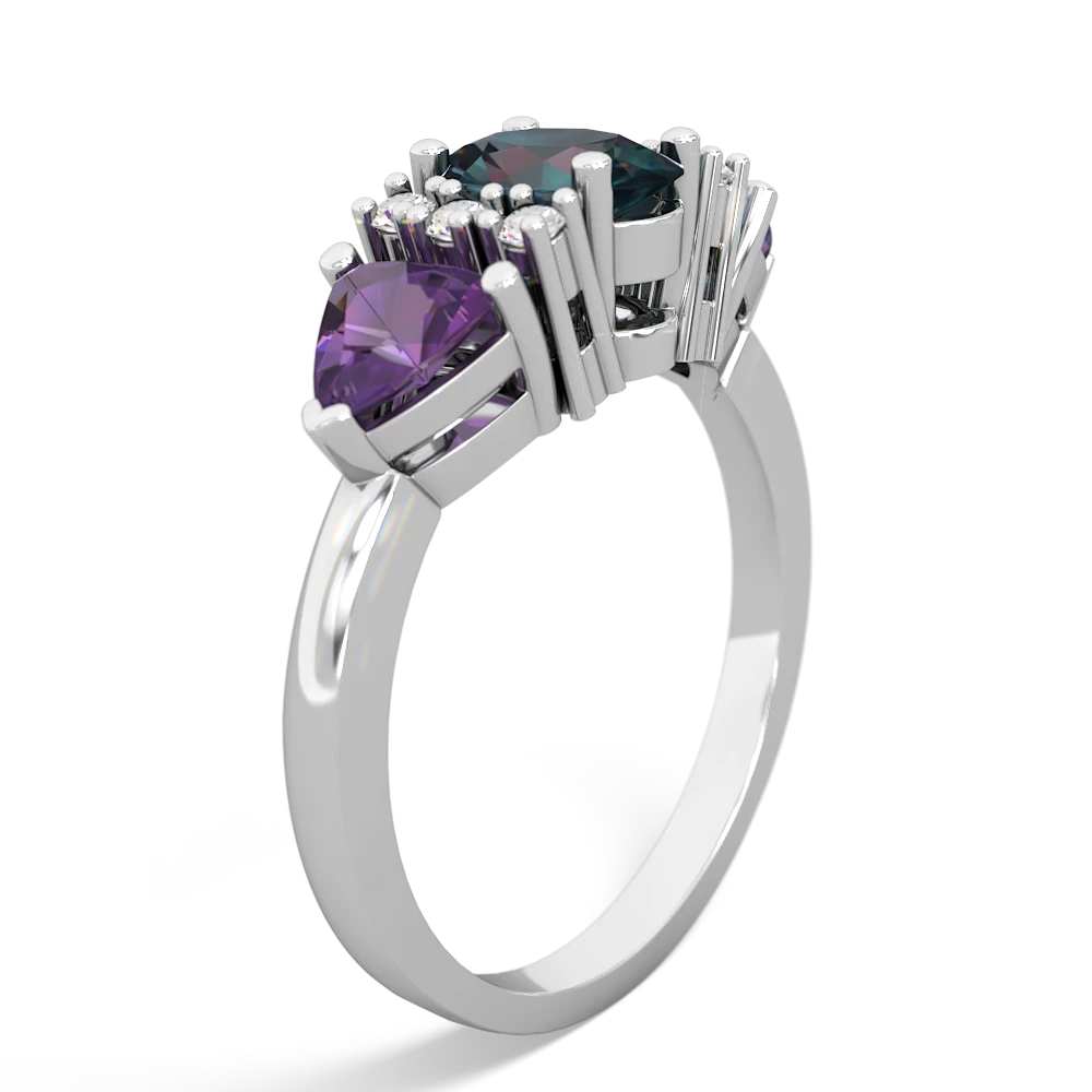 Alexandrite Antique Style Three Stone 14K White Gold ring R2186