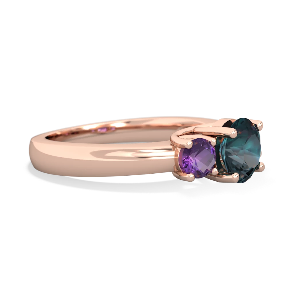 Alexandrite Three Stone Round Trellis 14K Rose Gold ring R4018