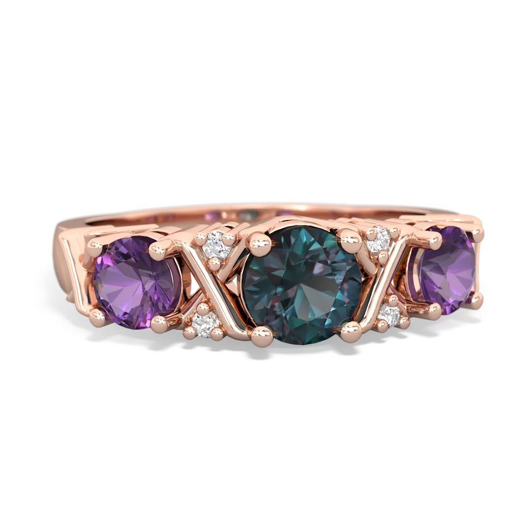 Alexandrite Hugs And Kisses 14K Rose Gold ring R5016