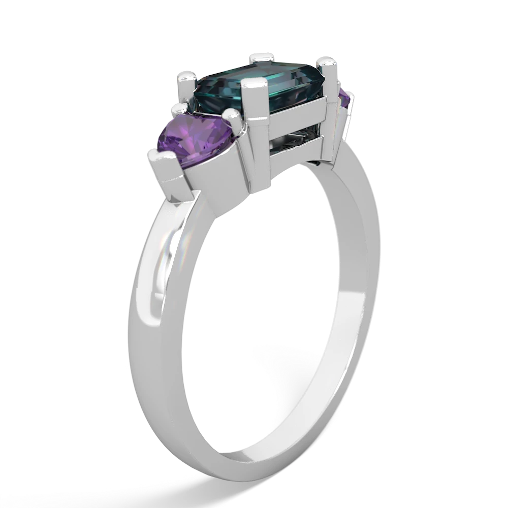 Alexandrite Three Stone 14K White Gold ring R5235