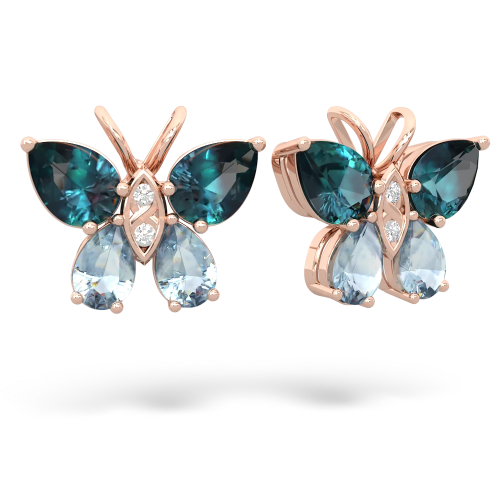 Alexandrite Butterfly 14K Rose Gold earrings E2215