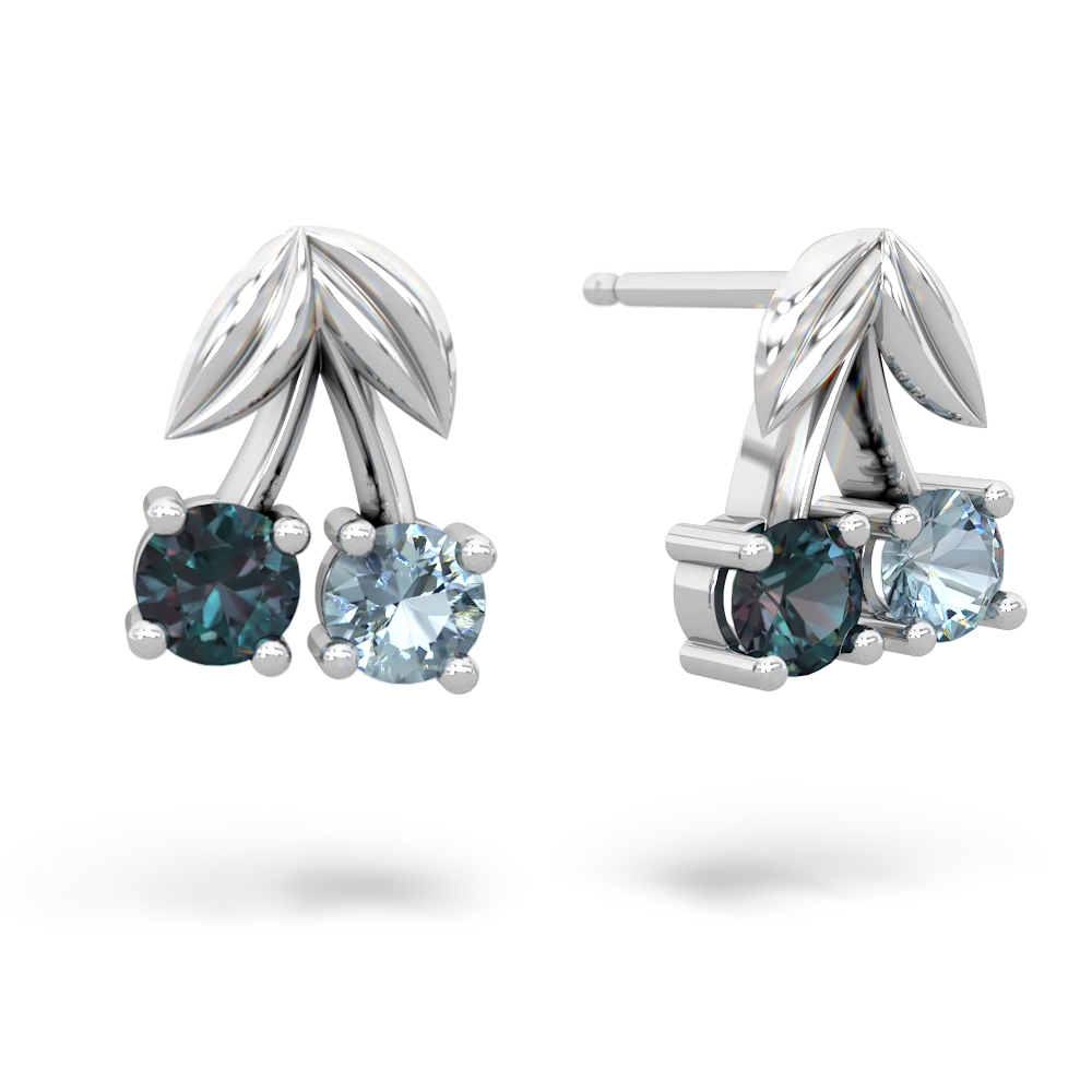 Alexandrite Sweet Cherries 14K White Gold earrings E7001