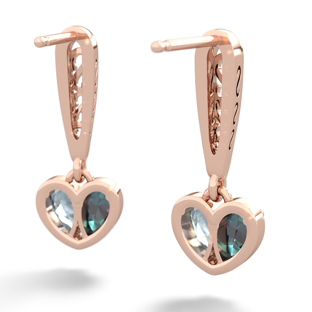 Alexandrite Filligree Heart 14K Rose Gold earrings E5070