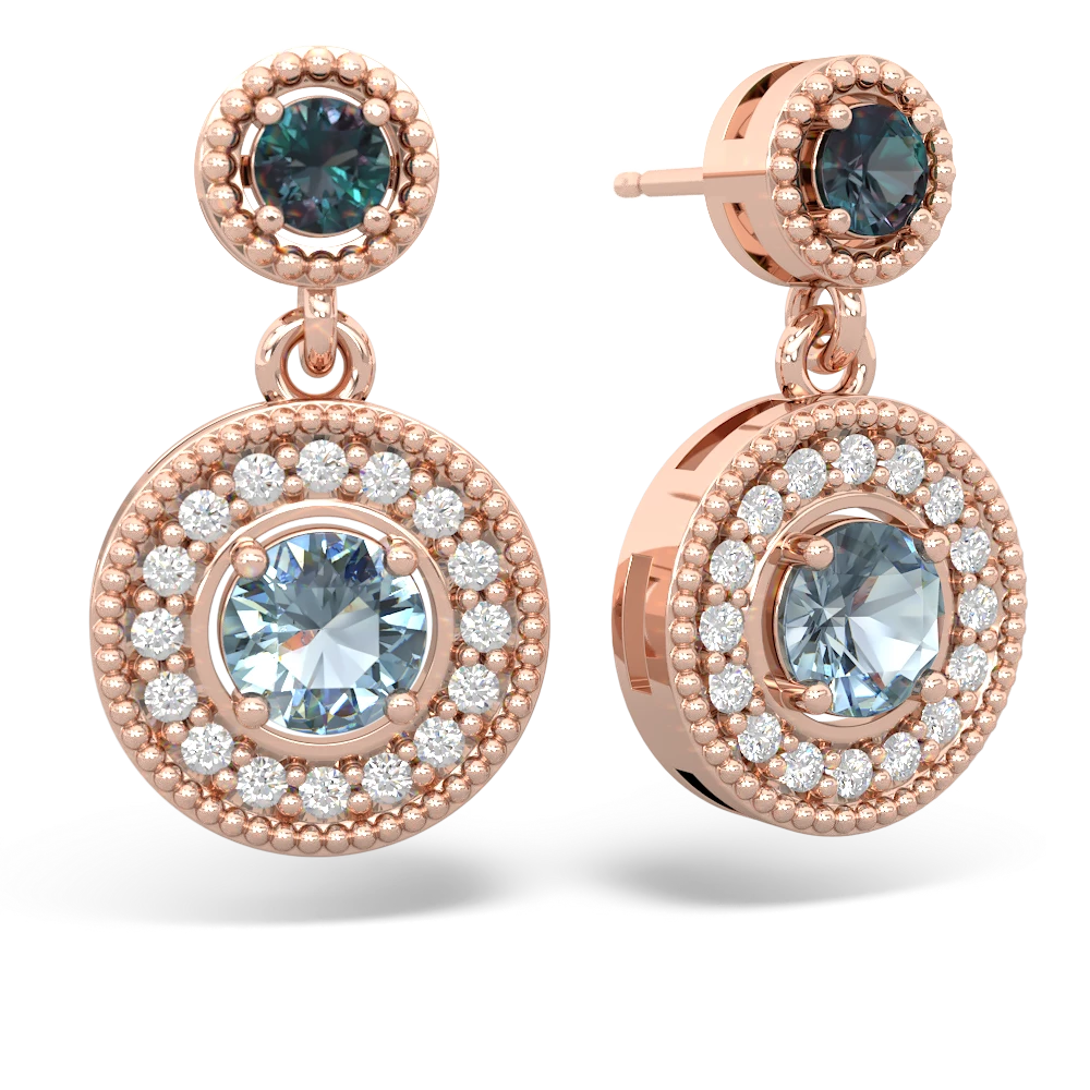 Alexandrite Halo Dangle 14K Rose Gold earrings E5319