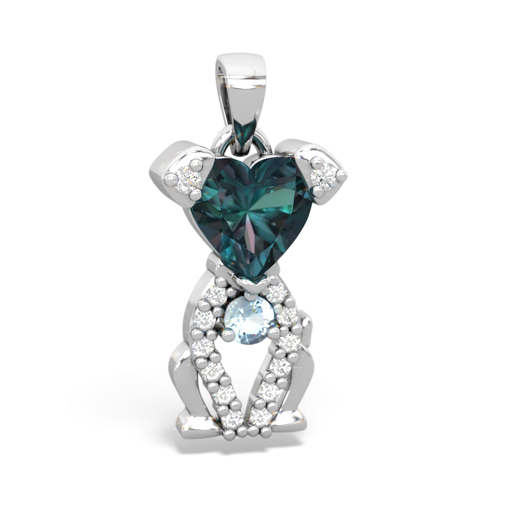 Alexandrite Puppy Love 14K White Gold pendant P5800