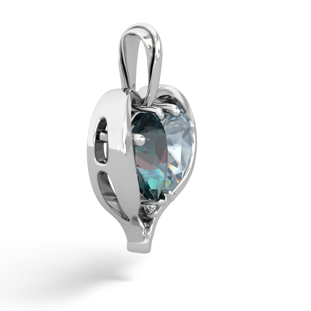 Alexandrite Two Become One 14K White Gold pendant P5330