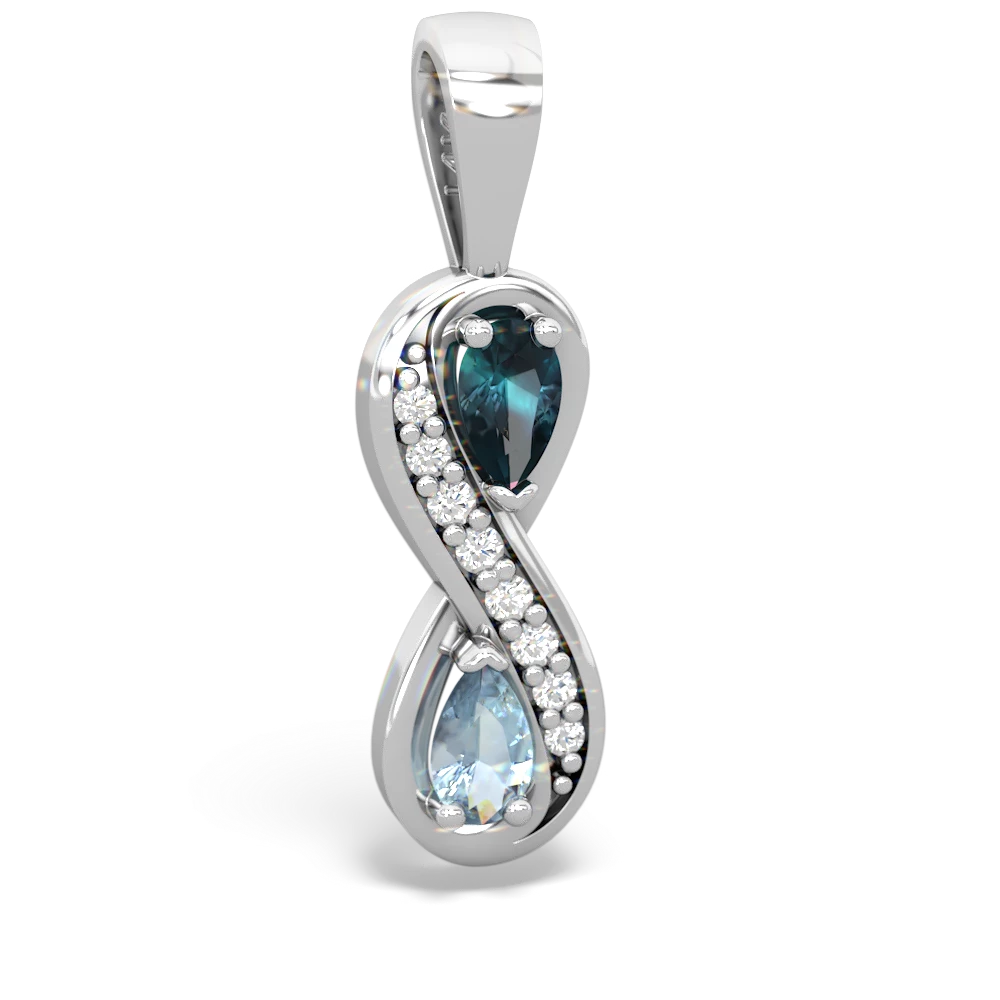 Alexandrite Diamond Infinity 14K White Gold pendant P5390