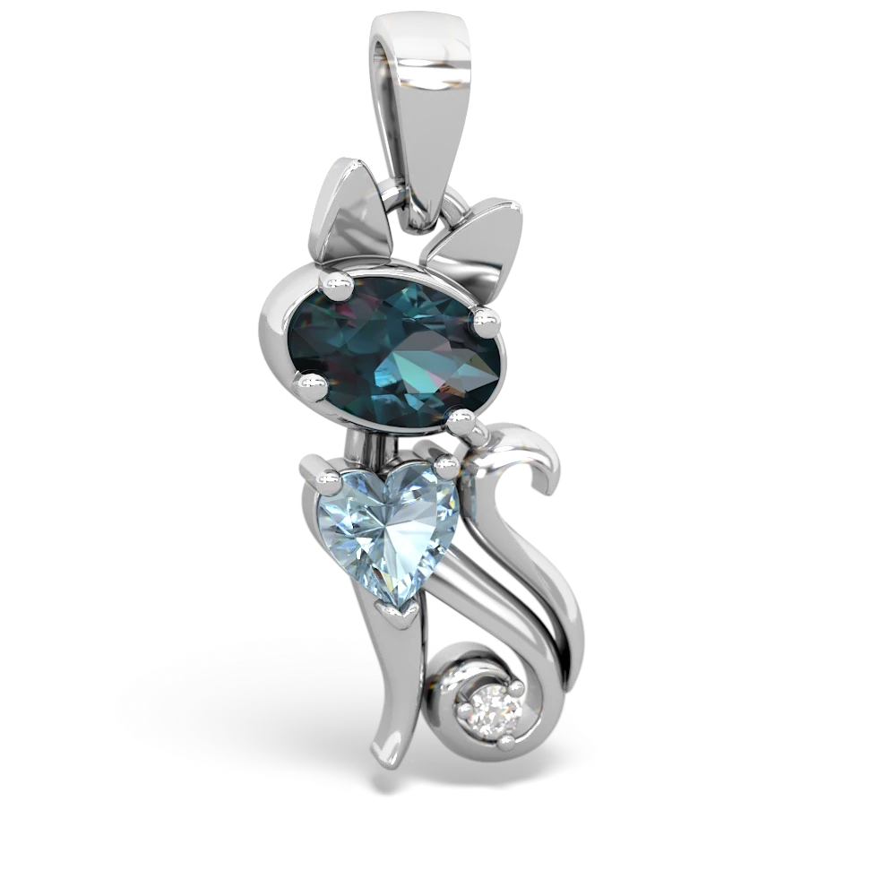 Alexandrite Kitten 14K White Gold pendant P5780