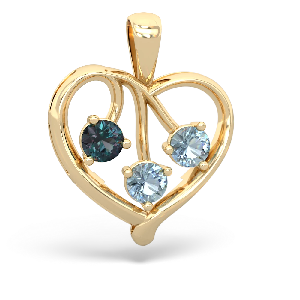 Alexandrite Glowing Heart 14K Yellow Gold pendant P2233