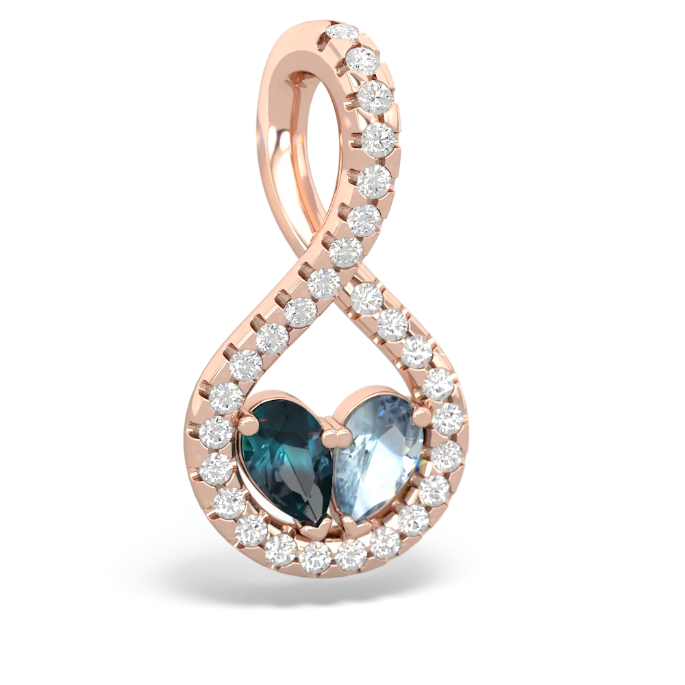 Alexandrite Pave Twist 'One Heart' 14K Rose Gold pendant P5360