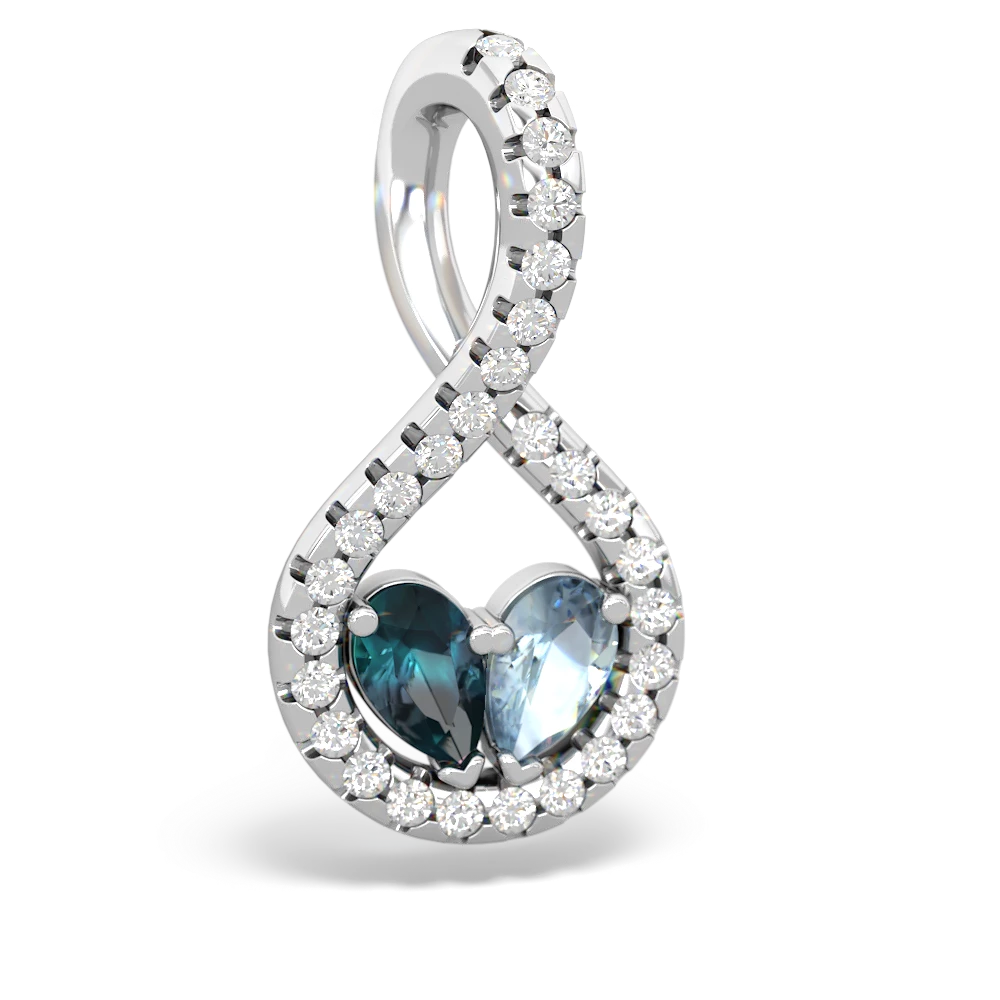 Alexandrite Pave Twist 'One Heart' 14K White Gold pendant P5360