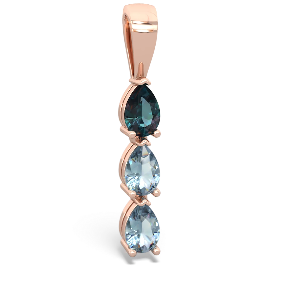 Alexandrite Dew Drops 14K Rose Gold pendant P2251