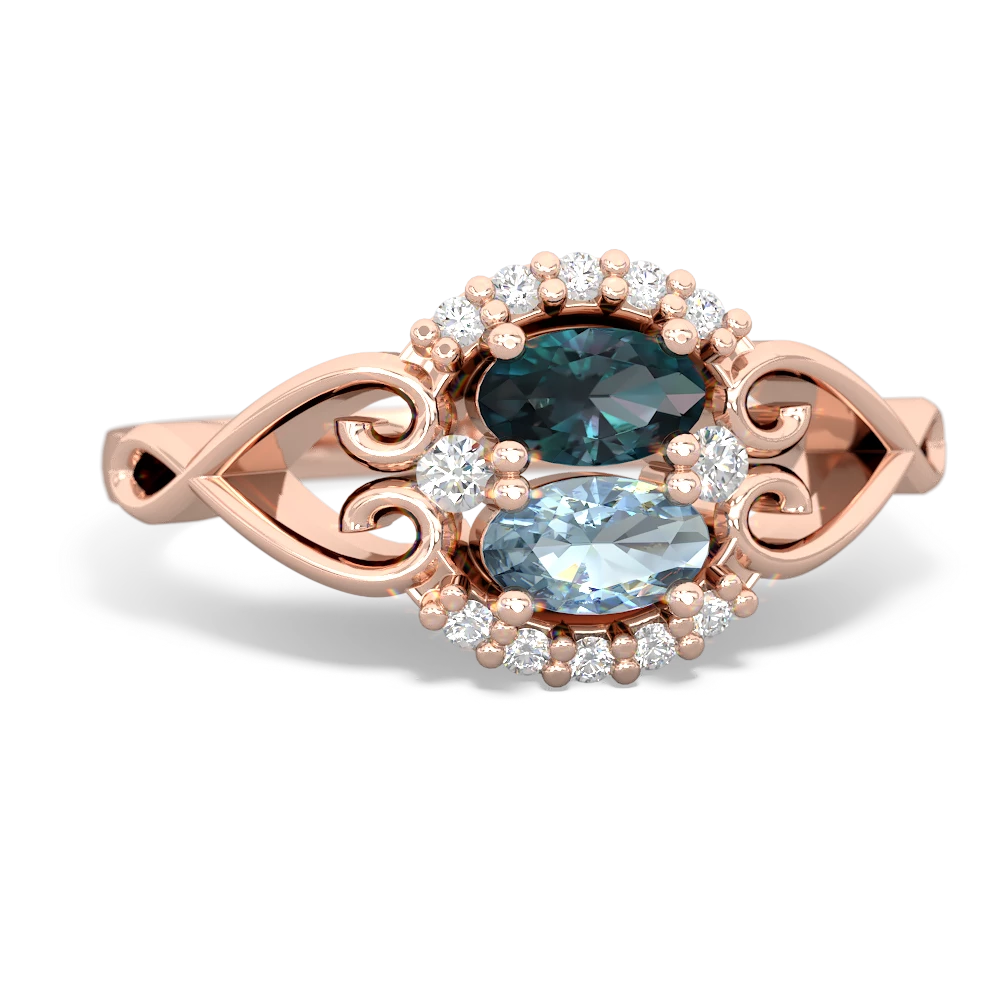 Alexandrite Love Nest 14K Rose Gold ring R5860