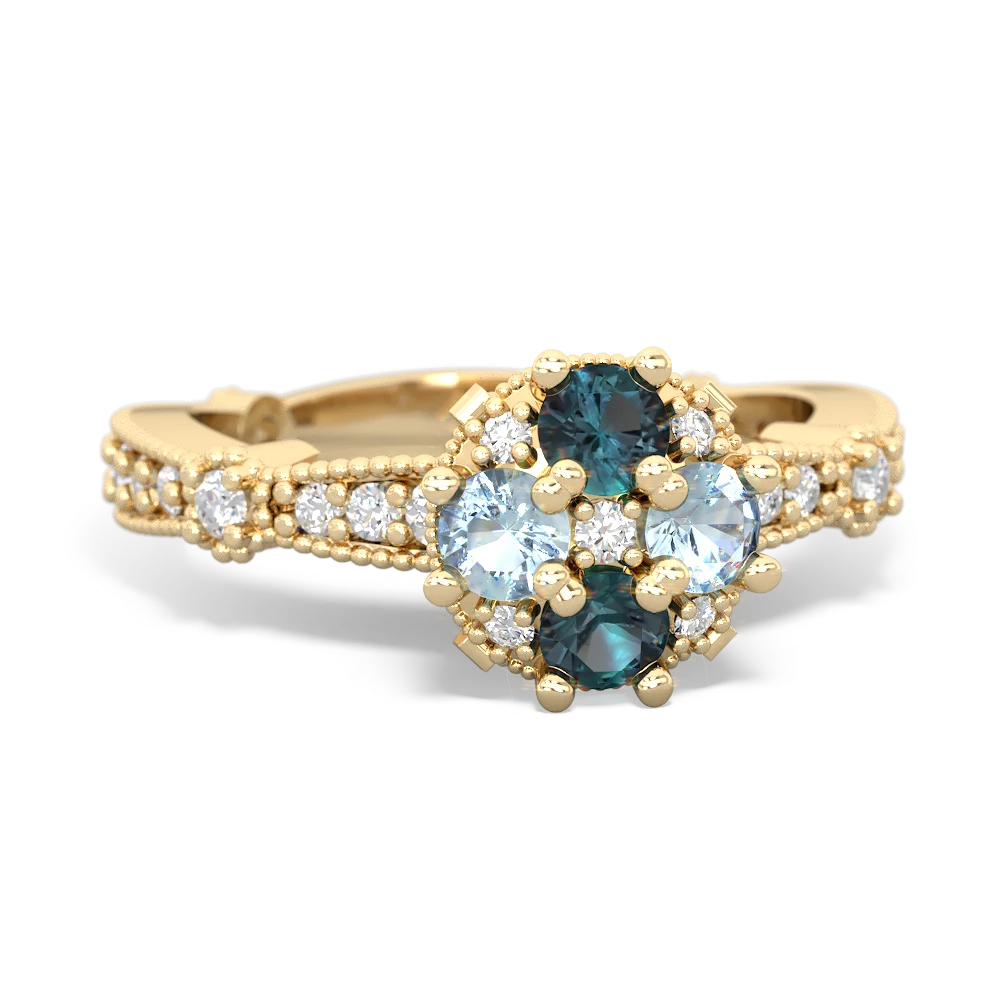 Alexandrite Sparkling Tiara Cluster 14K Yellow Gold ring R26293RD