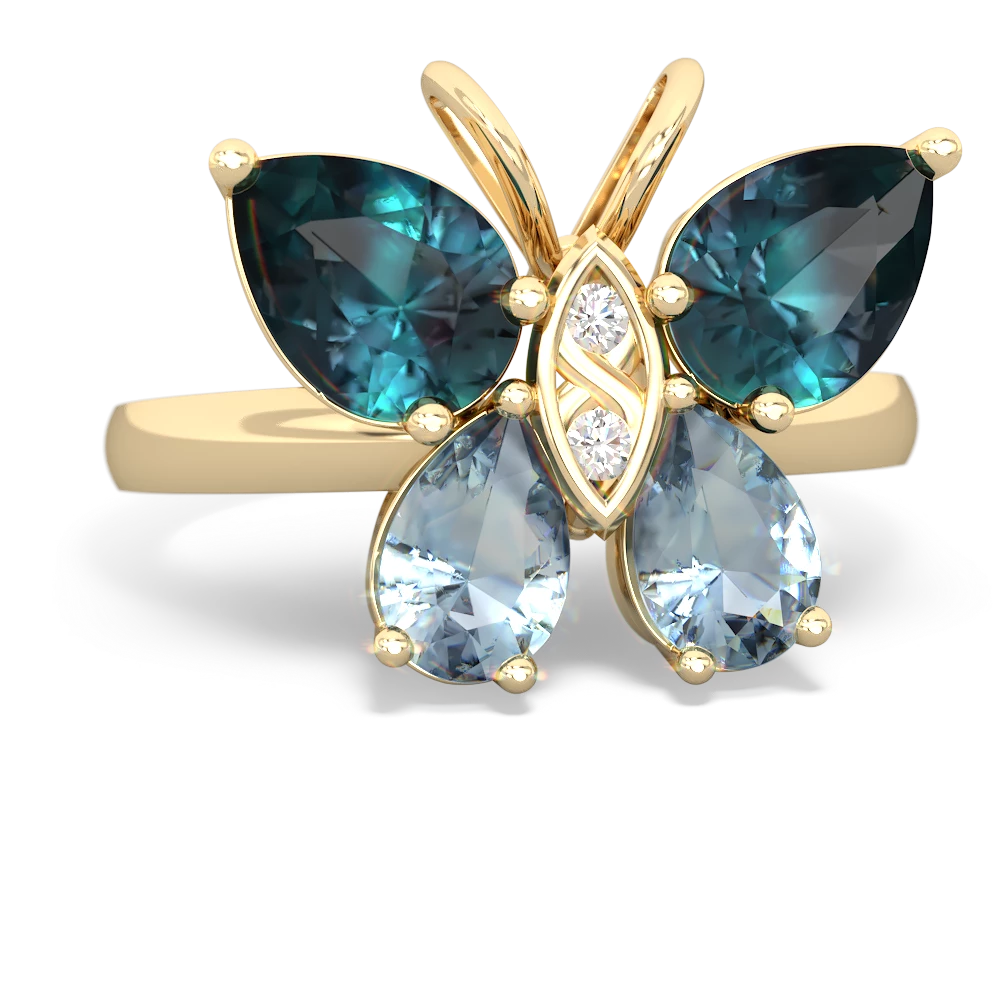 Alexandrite Butterfly 14K Yellow Gold ring R2215