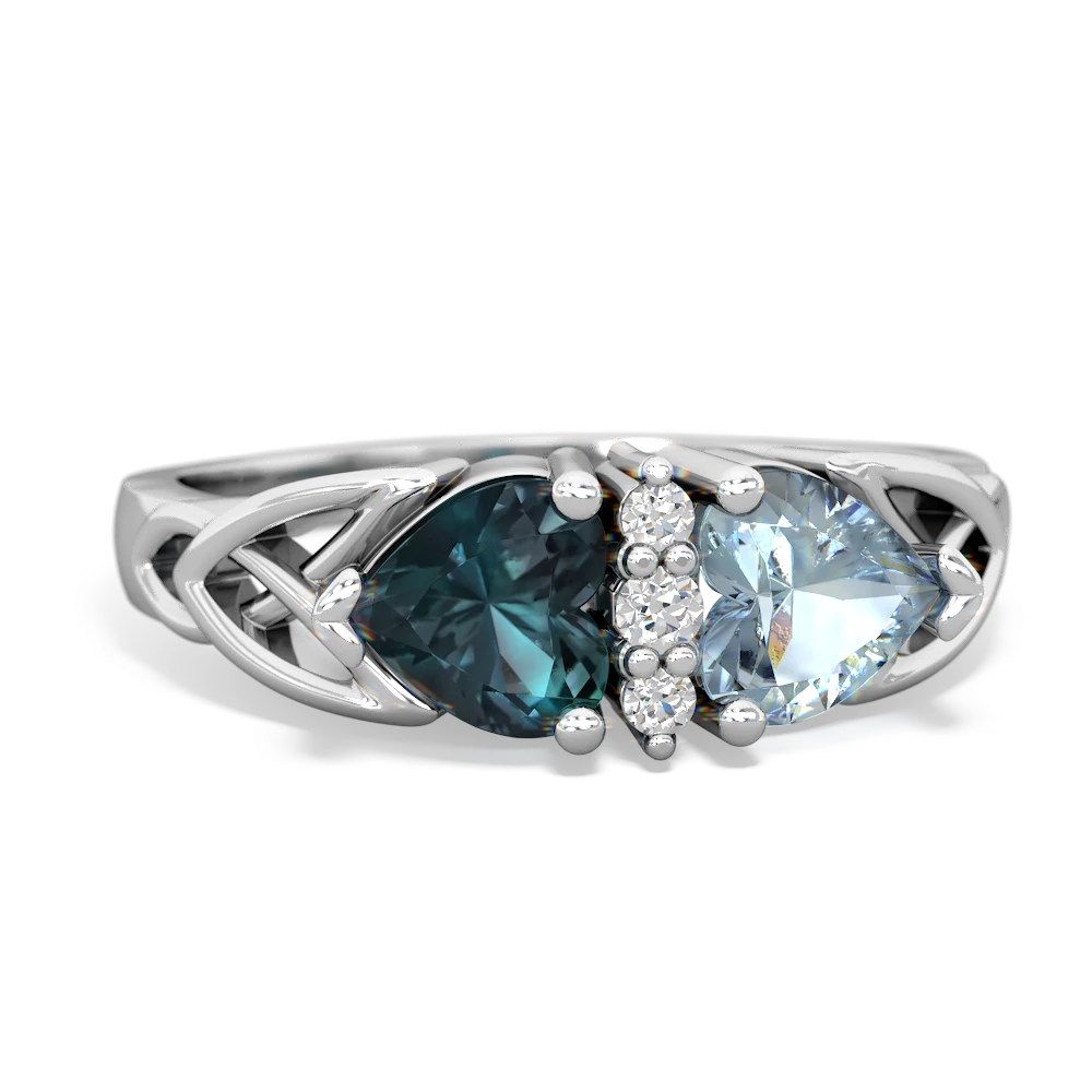 Alexandrite Celtic Knot Double Heart 14K White Gold ring R5040