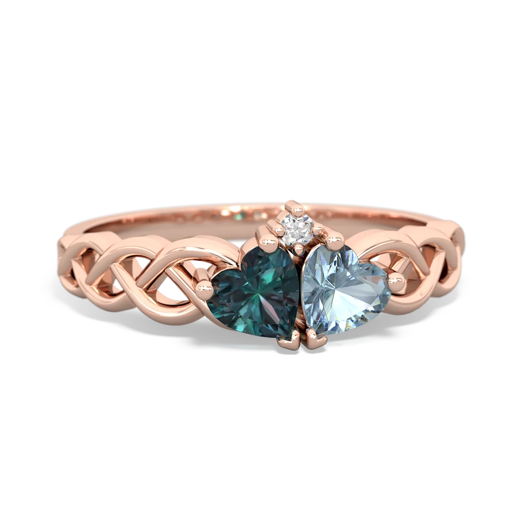 Alexandrite Heart To Heart Braid 14K Rose Gold ring R5870