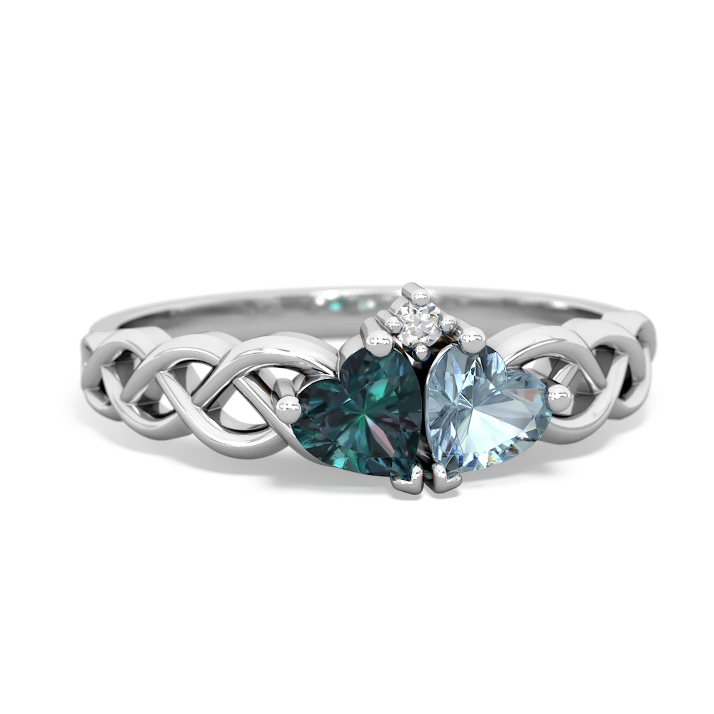 Alexandrite Heart To Heart Braid 14K White Gold ring R5870