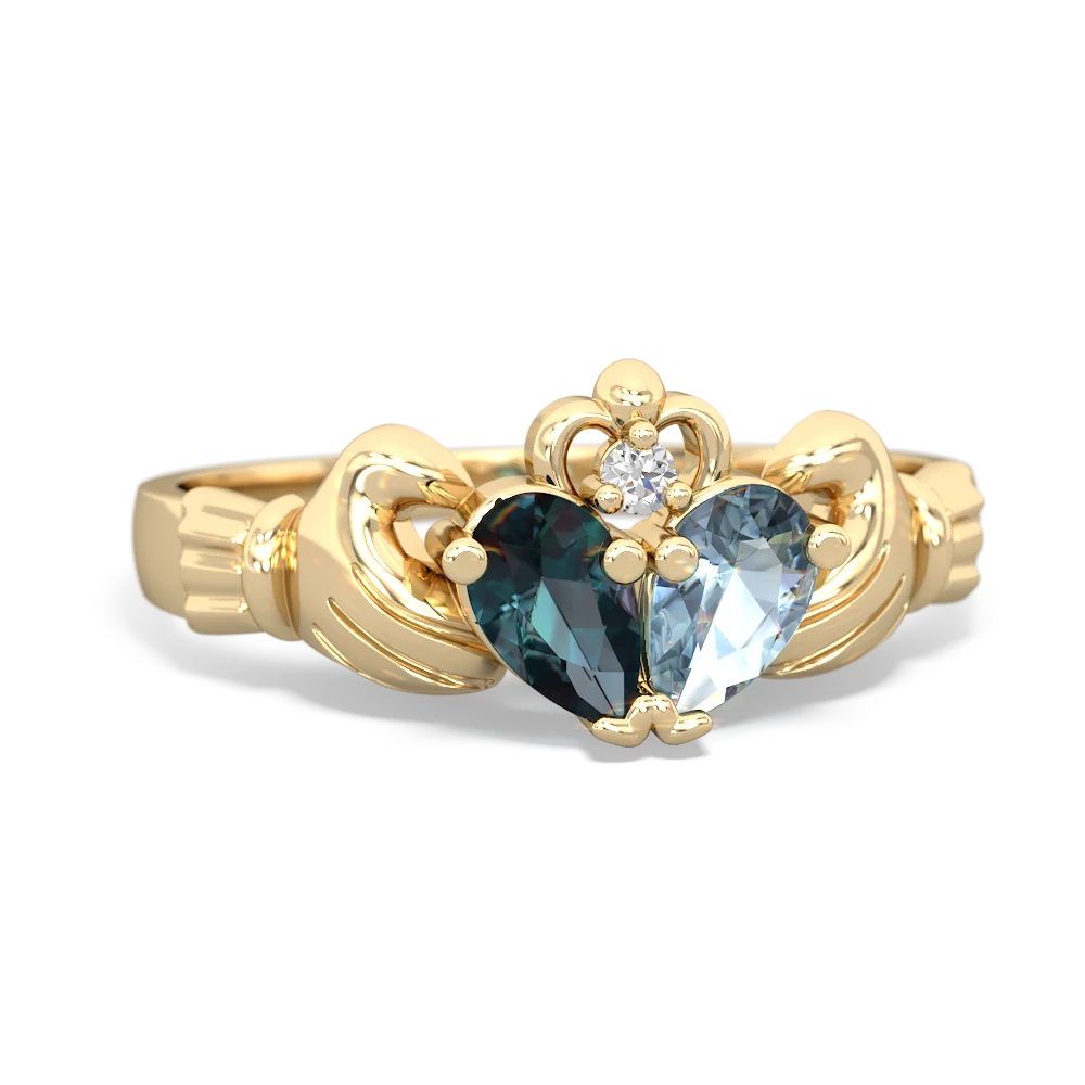 Alexandrite 'Our Heart' Claddagh 14K Yellow Gold ring R2388