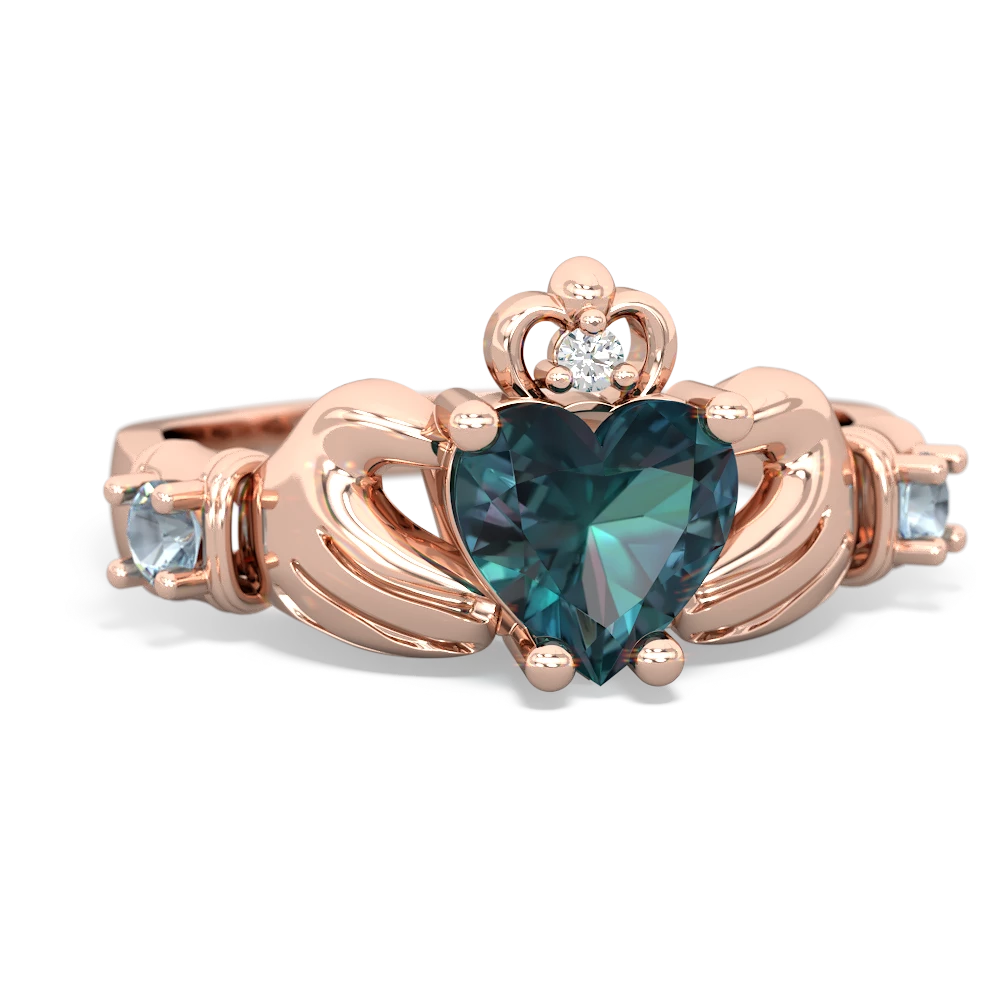 Alexandrite Claddagh Keepsake 14K Rose Gold ring R5245