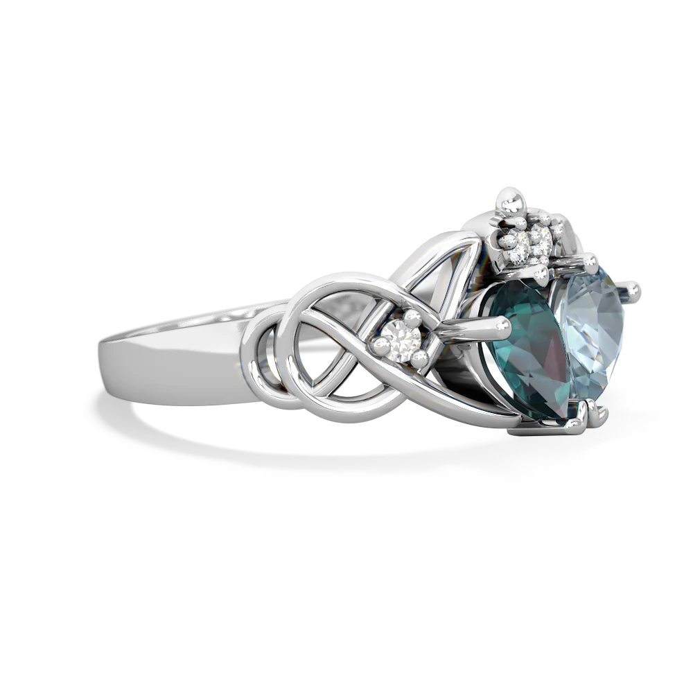 Alexandrite 'One Heart' Celtic Knot Claddagh 14K White Gold ring R5322