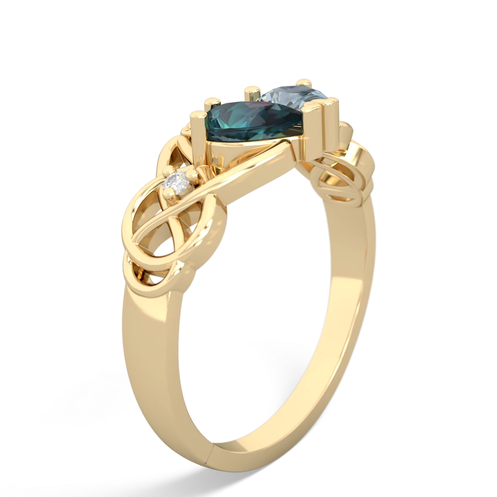 Alexandrite 'One Heart' Celtic Knot Claddagh 14K Yellow Gold ring R5322