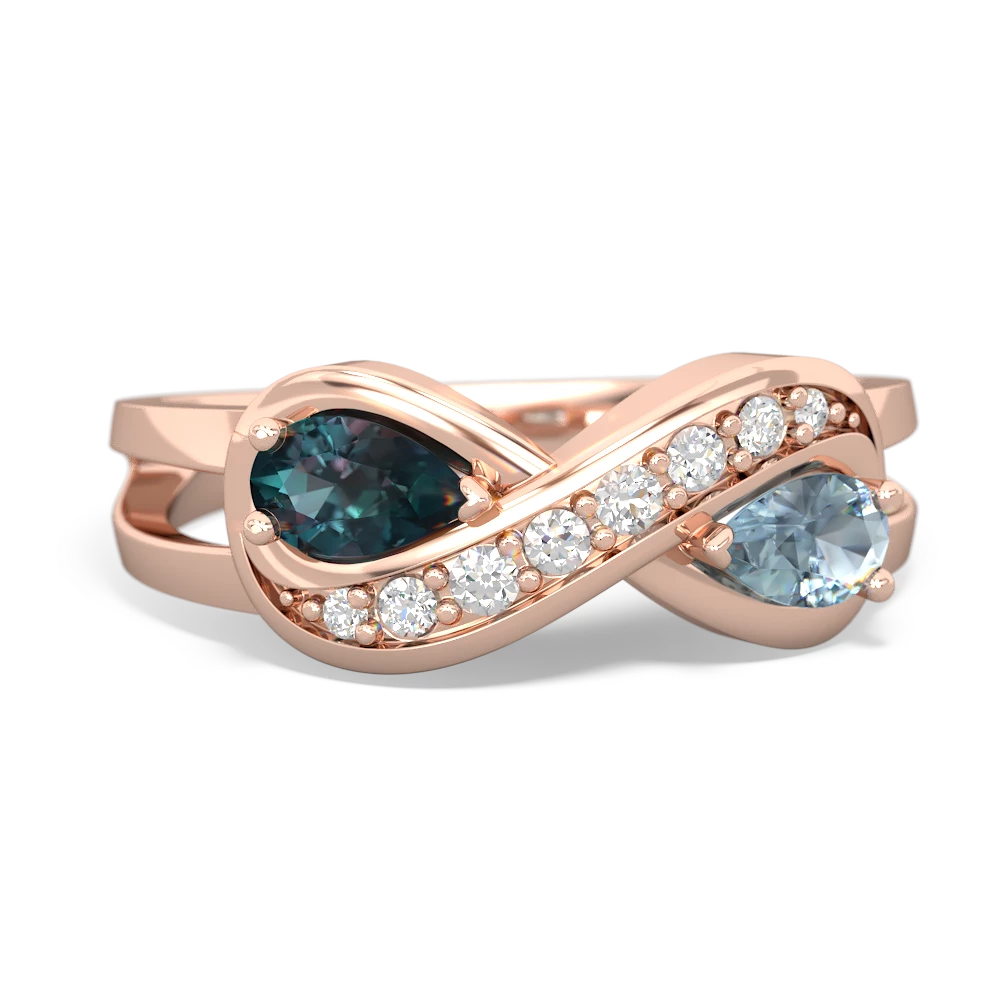 Alexandrite Diamond Infinity 14K Rose Gold ring R5390