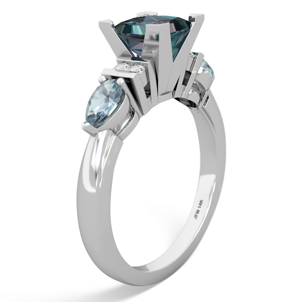 Alexandrite 6Mm Princess Eternal Embrace Engagement 14K White Gold ring C2002