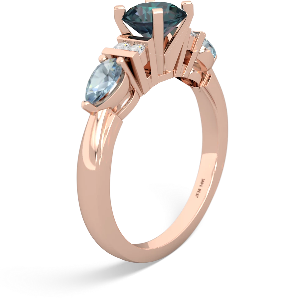 Alexandrite 6Mm Round Eternal Embrace Engagement 14K Rose Gold ring R2005