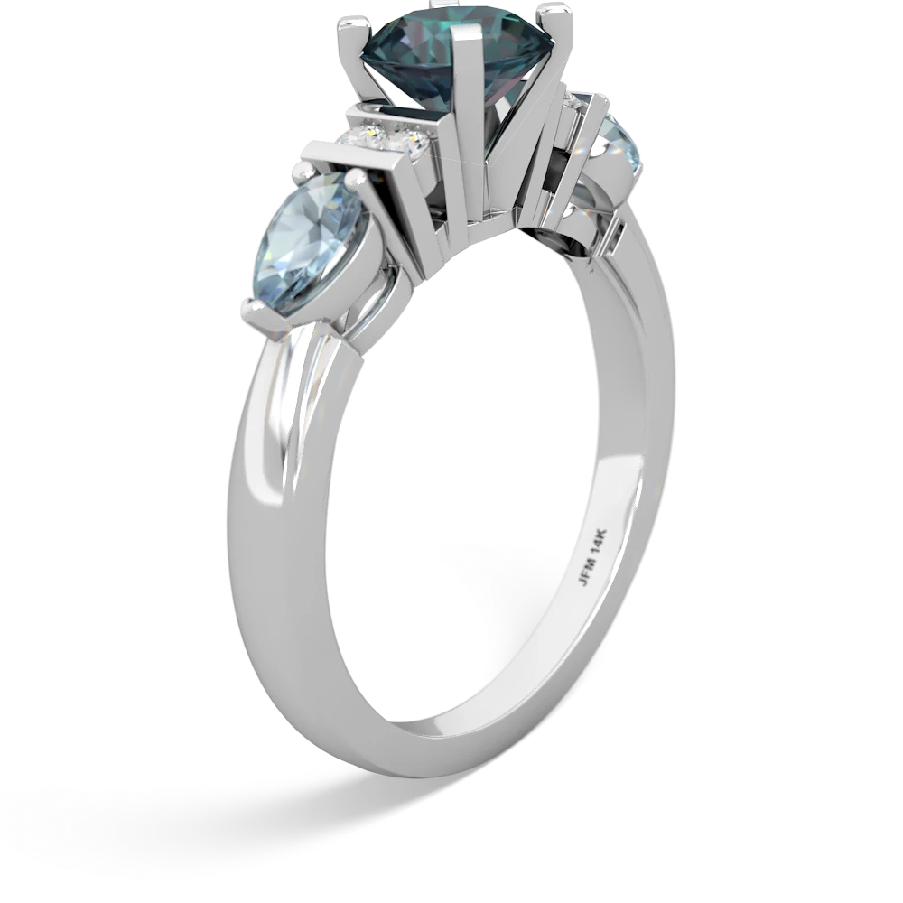 Alexandrite 6Mm Round Eternal Embrace Engagement 14K White Gold ring R2005