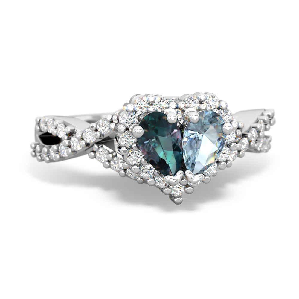 Alexandrite Diamond Twist 'One Heart' 14K White Gold ring R2640HRT