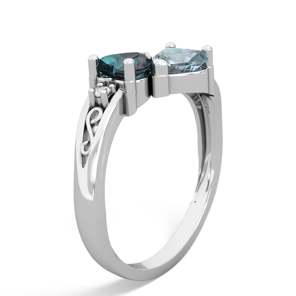 Alexandrite Snuggling Hearts 14K White Gold ring R2178