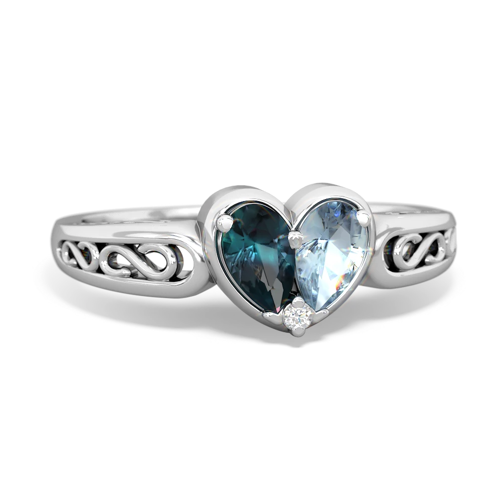 Alexandrite Filligree 'One Heart' 14K White Gold ring R5070