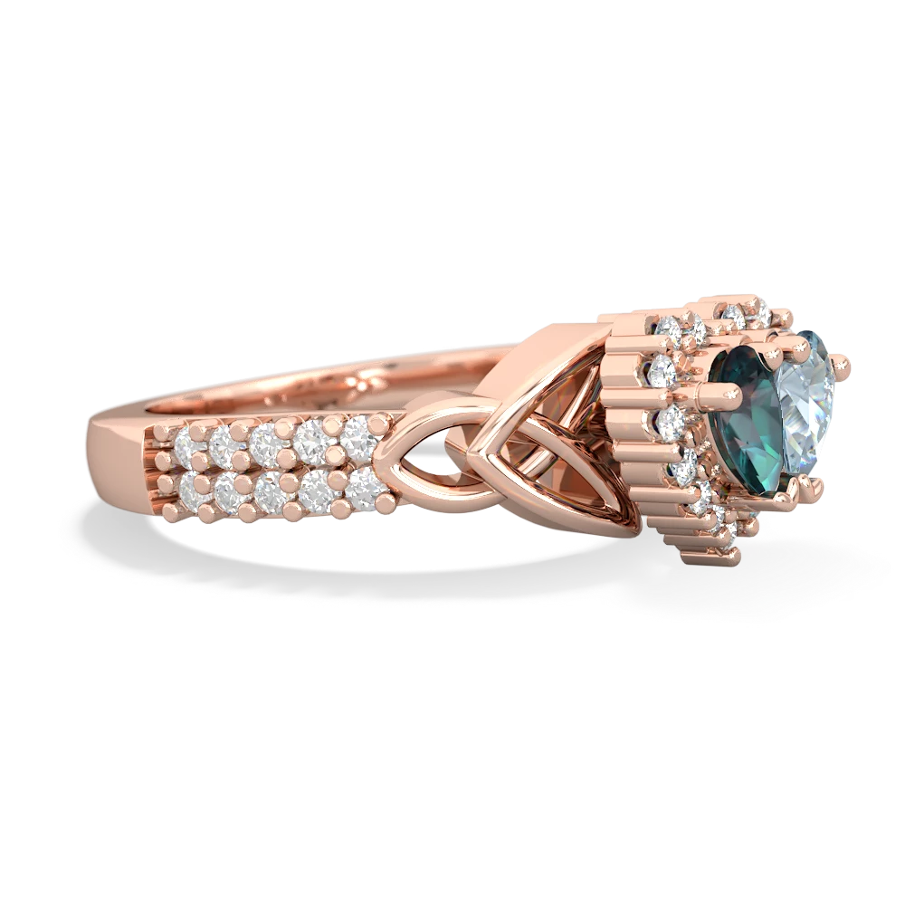 Alexandrite Celtic Knot Two Hearts As One 14K Rose Gold ring R2644HRT