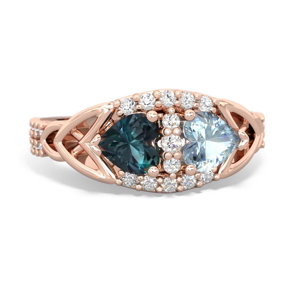 Alexandrite Sparkling Celtic Knot 14K Rose Gold ring R2645