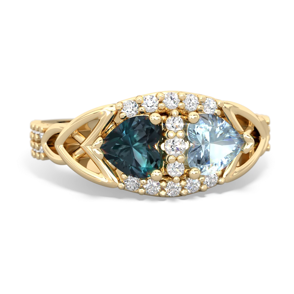 Alexandrite Sparkling Celtic Knot 14K Yellow Gold ring R2645