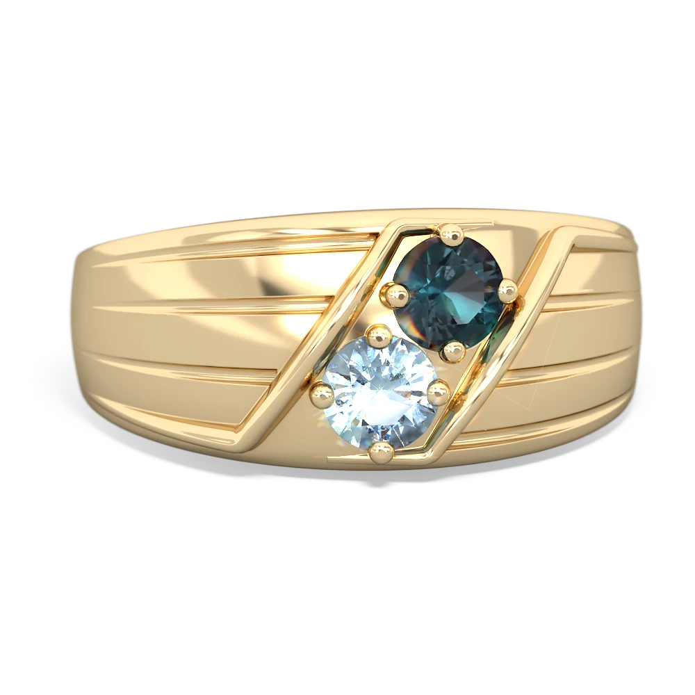 Alexandrite Men's Streamline 14K Yellow Gold ring R0460
