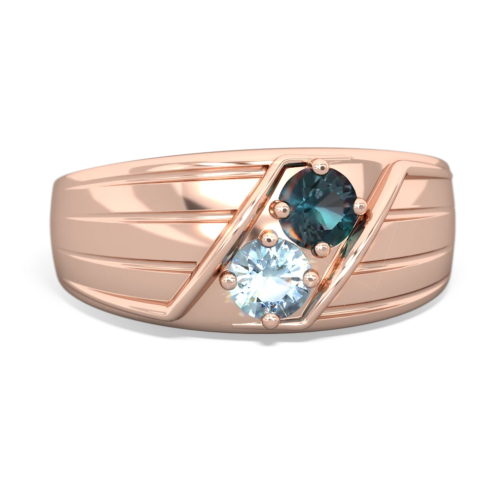 Alexandrite Men's Streamline 14K Rose Gold ring R0460