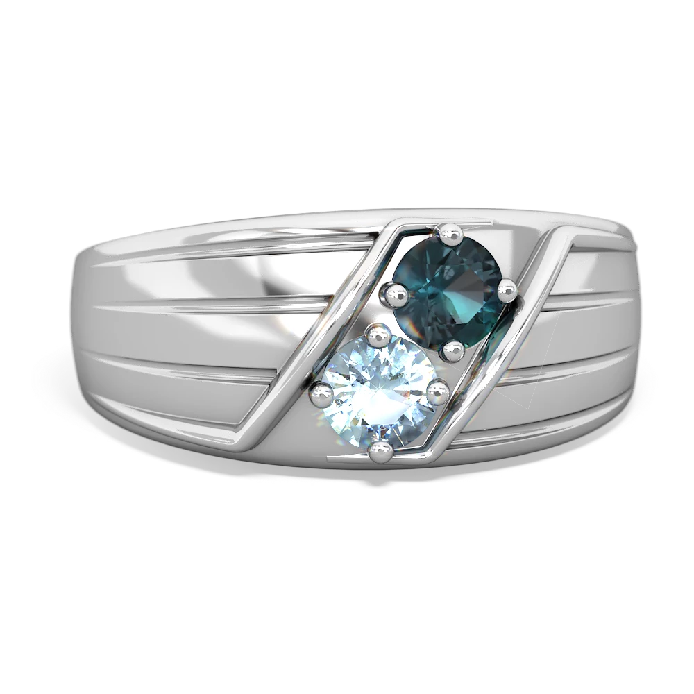 Alexandrite Men's Streamline 14K White Gold ring R0460