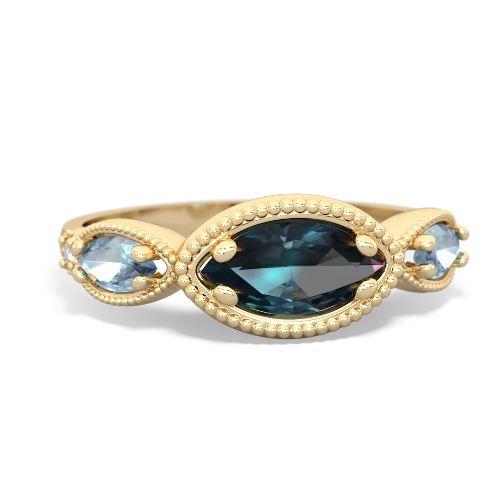 Alexandrite Milgrain Marquise 14K Yellow Gold ring R5700