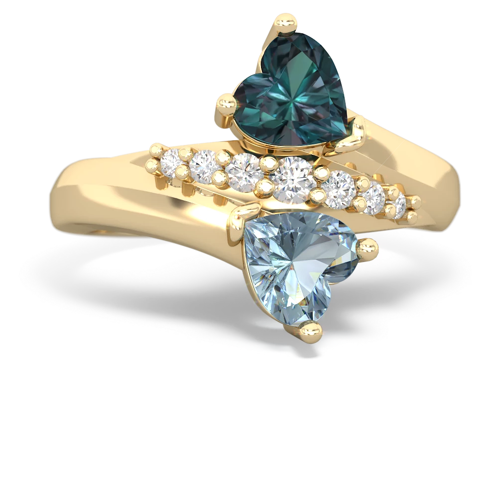 Alexandrite Heart To Heart 14K Yellow Gold ring R2064