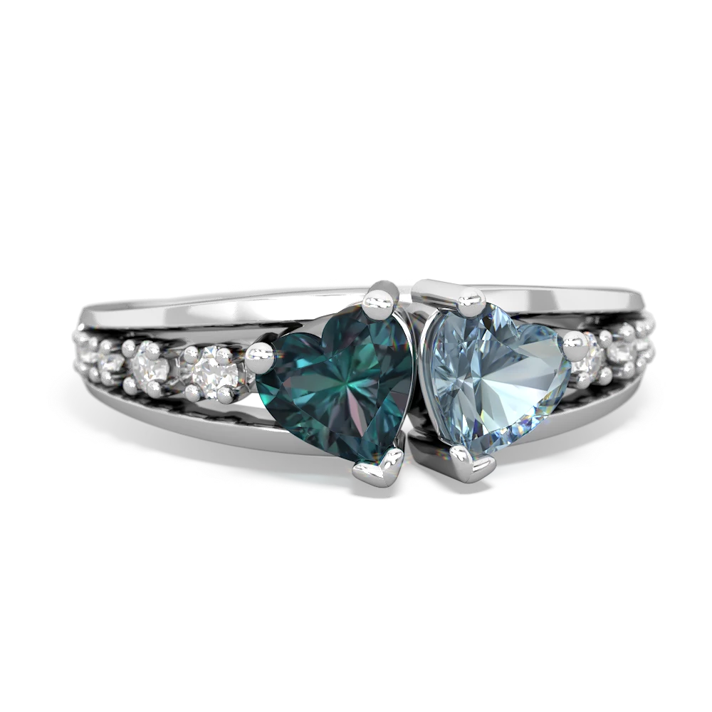 Alexandrite Heart To Heart 14K White Gold ring R3342